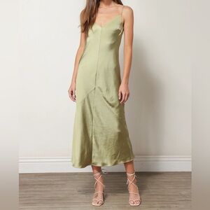 Line & Dot DOLLY SATIN DRESS MOSS - Size S